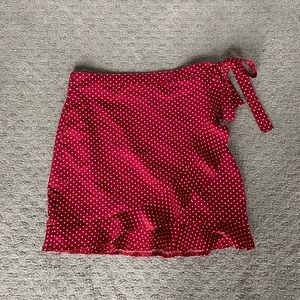 nastygal red wrap mini skirt